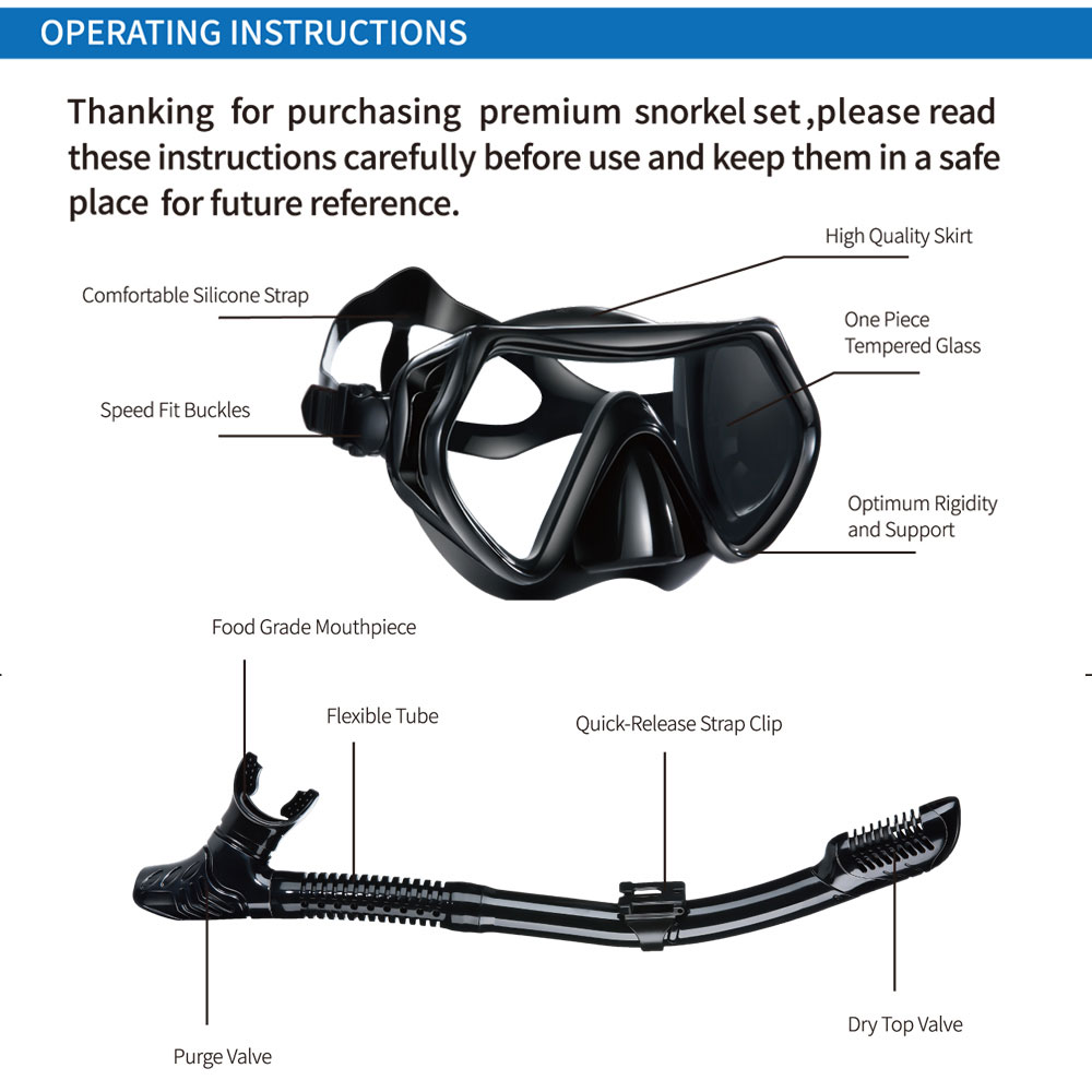 Трубка для подводного плавания – обзор и цена Freediving Mask Set